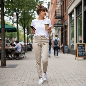 FRANK & OAK Stretch Denim Skinny Chino Pants Beige Tan Sz 8 Eco Friendly Minimal